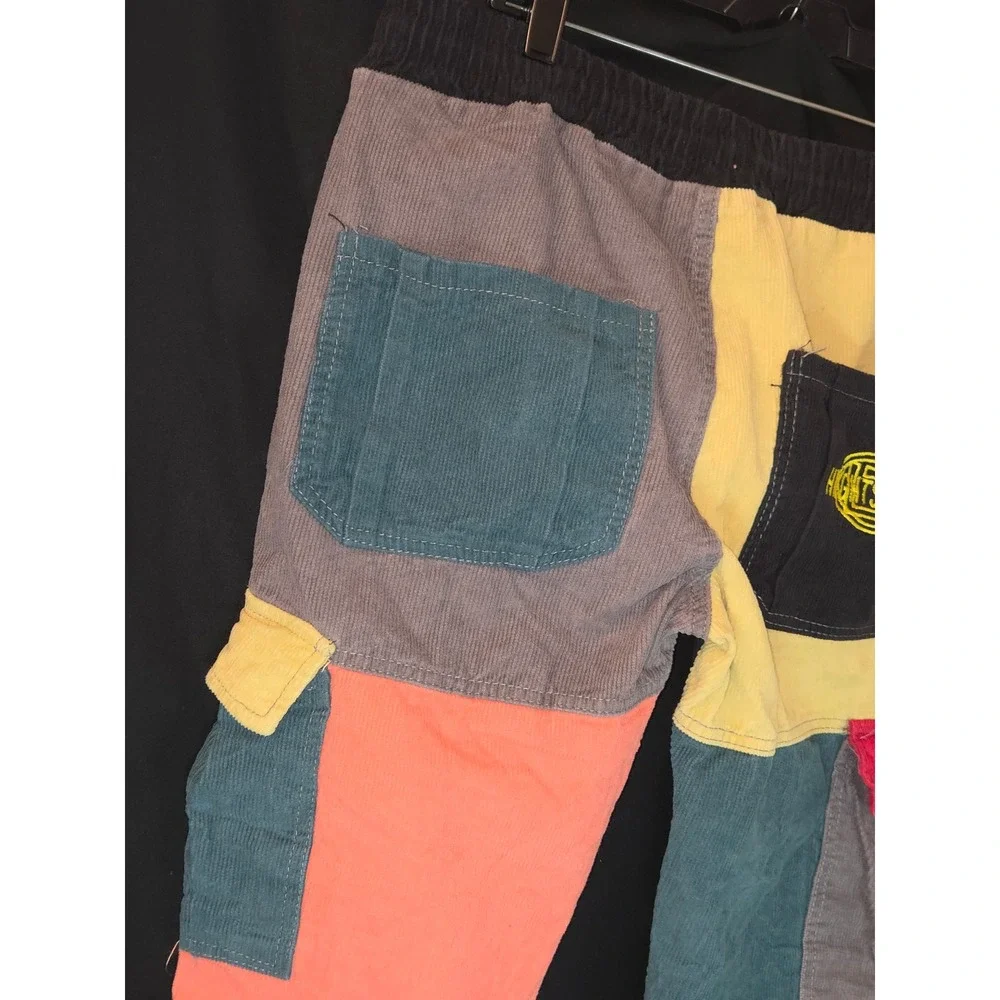 Stussy x kclot Corduroy Color Block Pants Mens Drawstring Pockets Multicolor - Picture 10 of 11